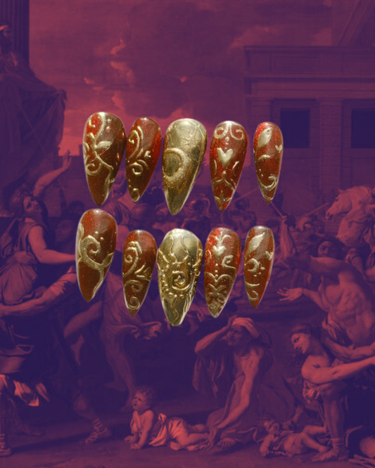 'Velvet Ember' Spelled Press-On Nails for Beauty and Seduction