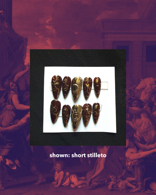 'Velvet Ember' Spelled Press-On Nails for Beauty and Seduction