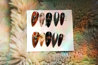 'Midnight Bloom' Spelled Press-On Nails for Domination and Magnetism